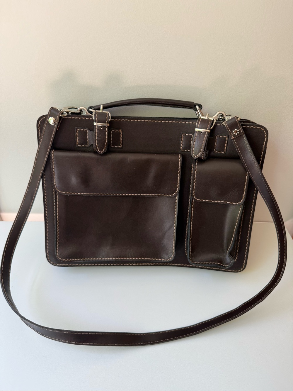 Classic Brown Leather Men's Messenger Bag